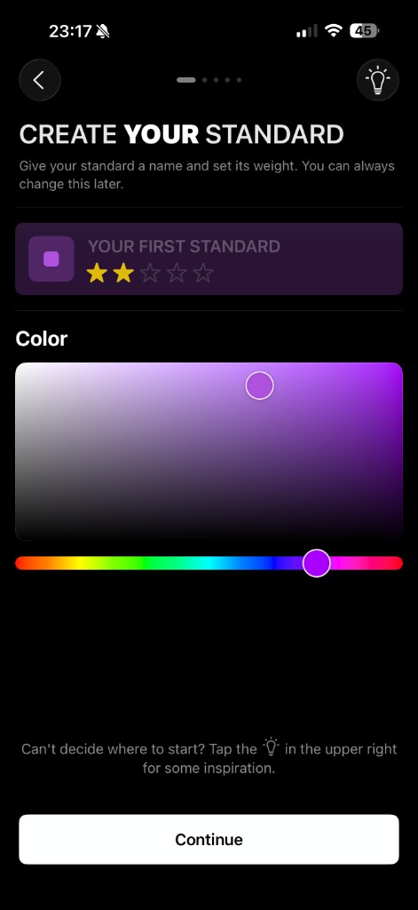 Graded onboarding standard setup screen
